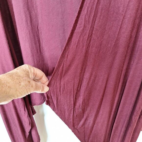 Bellino Womens 4X Open Front Fly Away Cardigan Asymmetrical Wine Red‎ Burgundy - Picture 6 of 9